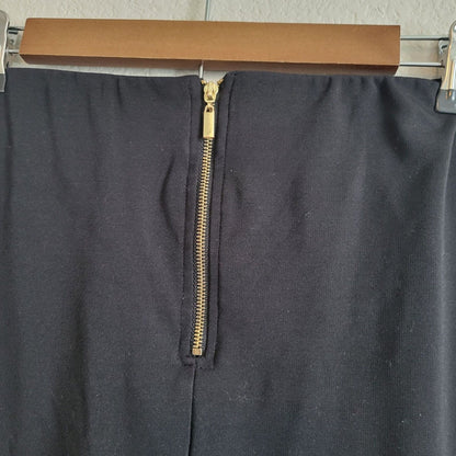 Grace Elements Womens Sz S Knee Length Pencil Skirt Black Gold Zippers