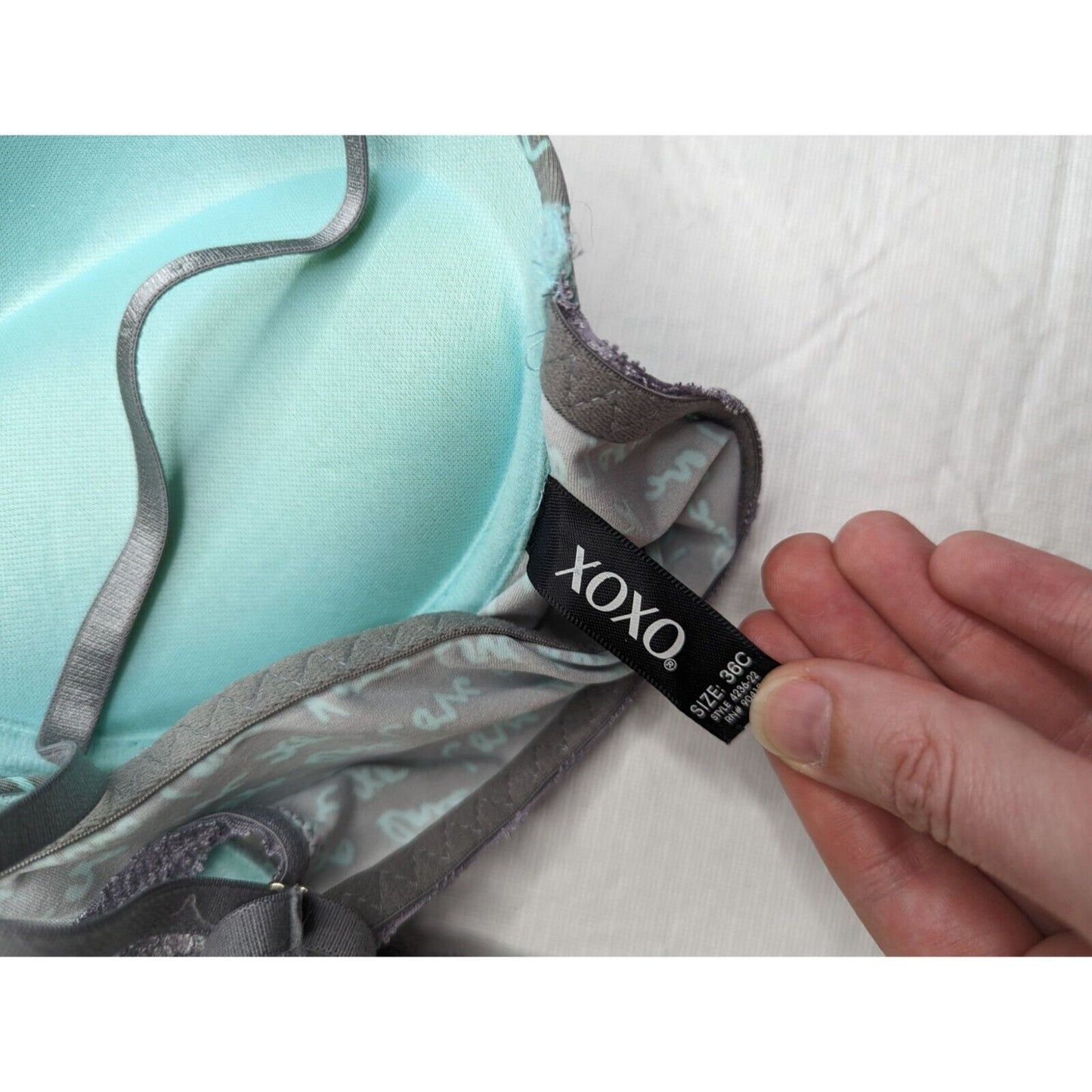 Vintage Y2K XOXO Womens Sz 36C PaddedPush Up Bra Gray and Blue