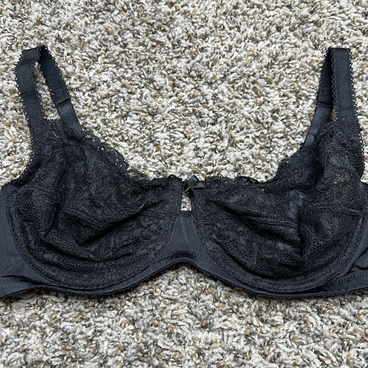 Jones New York Womens Sz 36C Unlined Black Lace Demi Bra