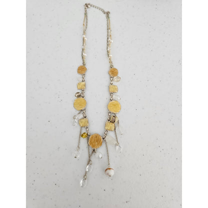 Vintage Y2K Chain Fringe Necklace Clear and Yellow Beads