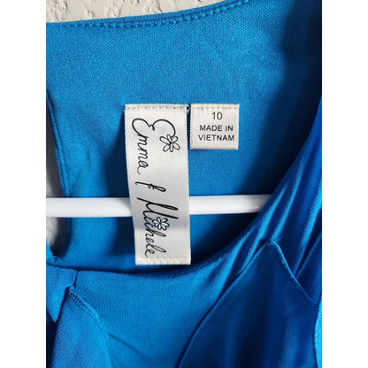 Emma & Michele Womens Sz 10 Knee Length Dress Light Blue Ruffled Front