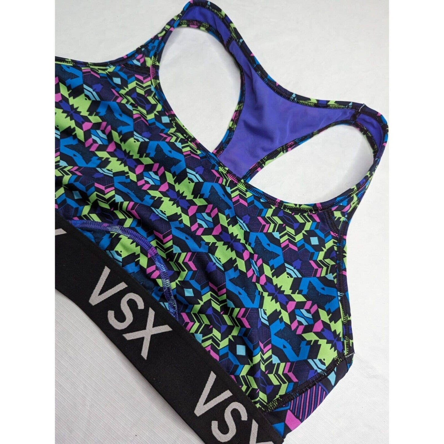 Victorias Secret VSX Sports Bra Sz L Racerback Compression Colorful