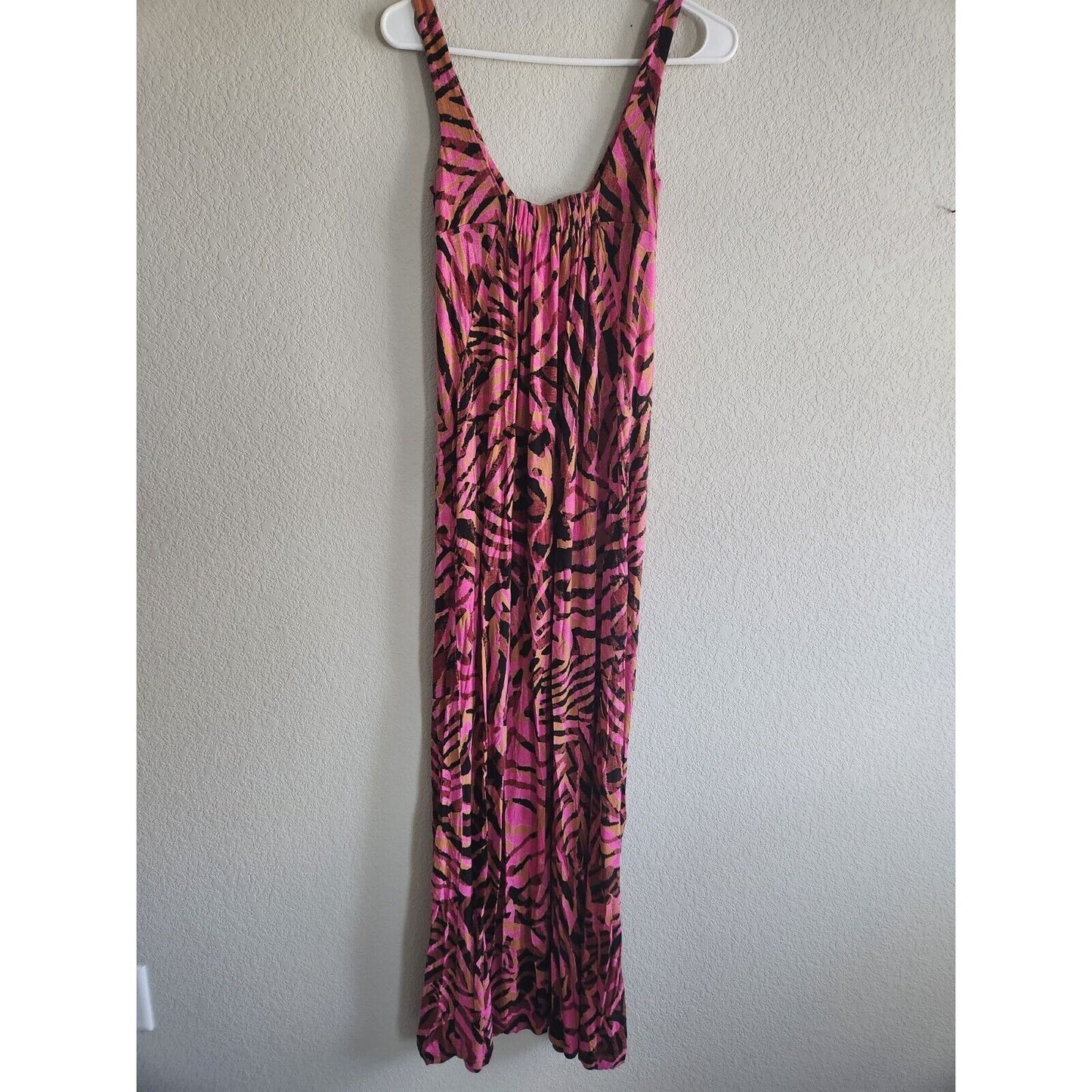 Vintage Cabi Womens Sz XS Maxi Dress Sleeveless Pink Black Zebra Print