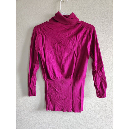 Vintage Y2K 2000s Express Womens Sz M Fitted Turtleneck Sweater Bright Pink