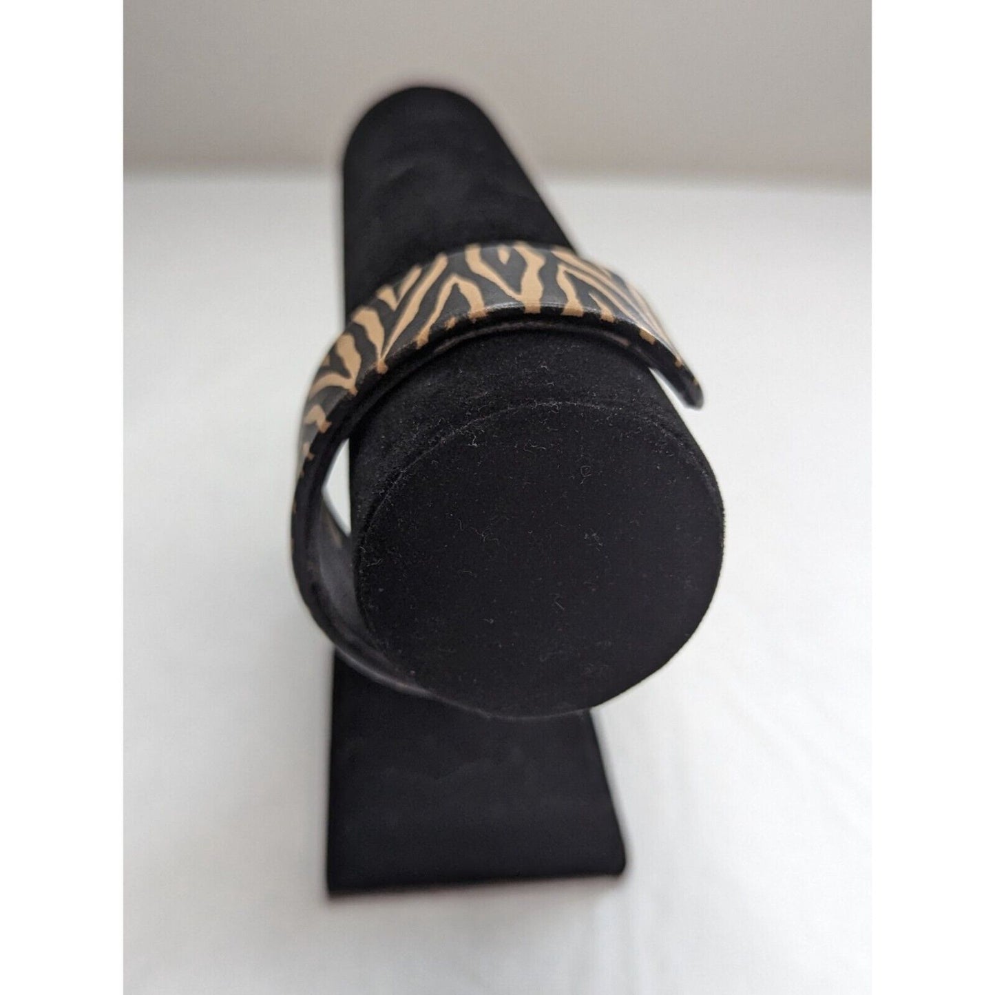 Vintage 1990s Zebra Animal Print Leather Cuff Bracelet