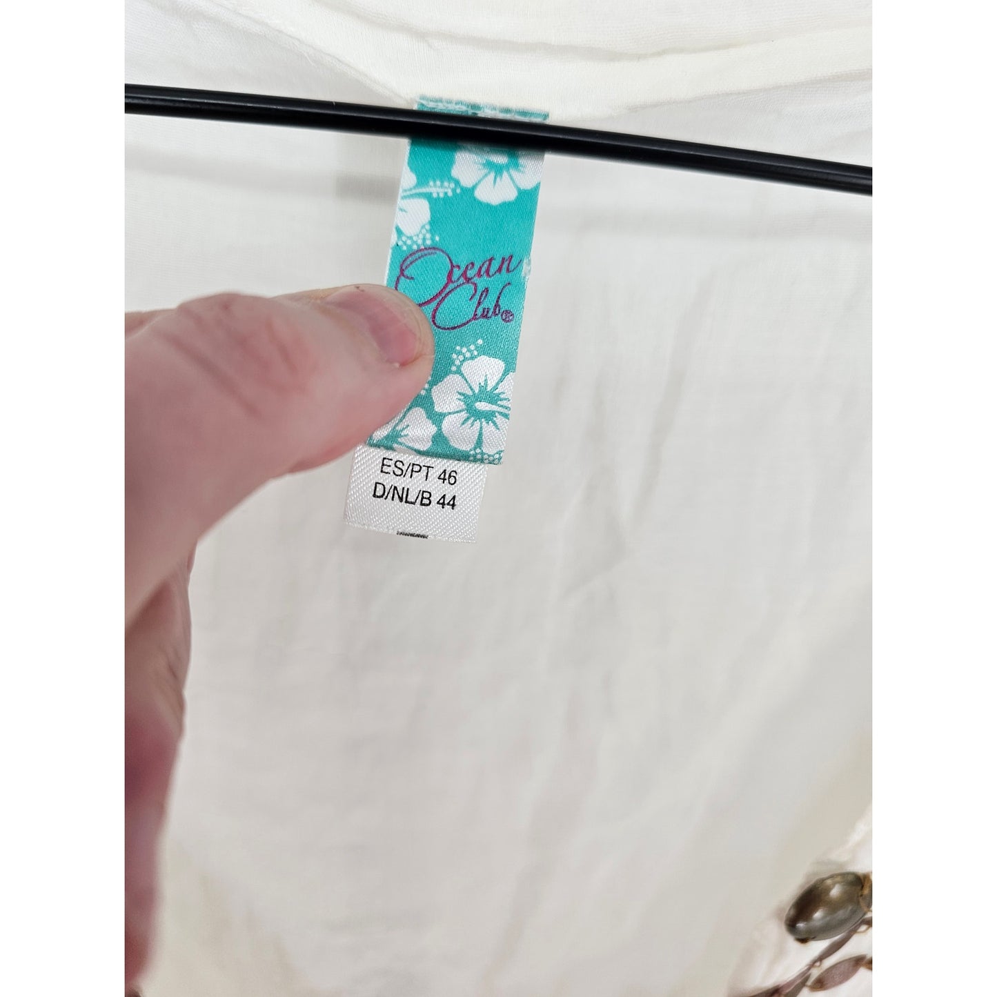 Ocean Club Womens Sz M Swimsuit Cover Up Cream Brown Embroidered Deep V