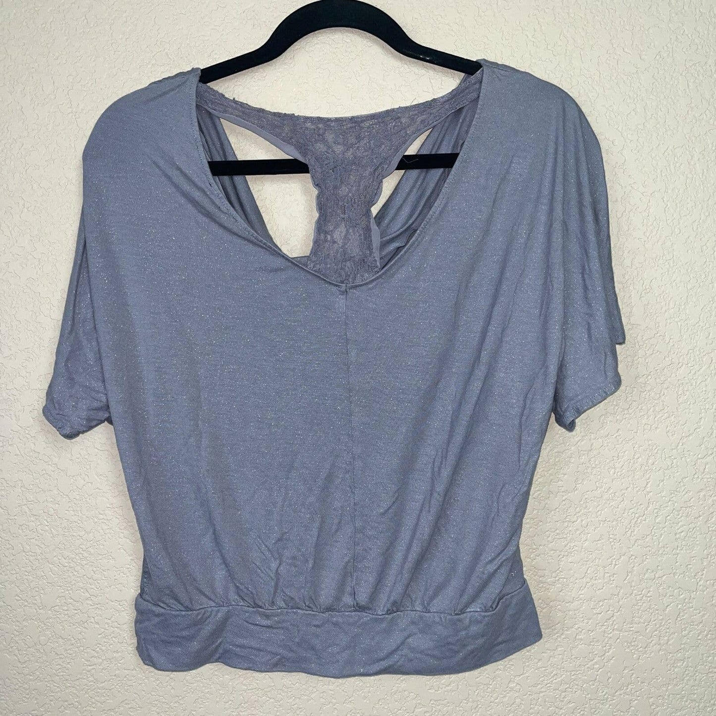 Express Womens Sz S Slouchy Scoop Neck Blouse Gray Purple