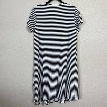 Ekouaer Womens Sz M Short Sleeve Black White Striped Dress