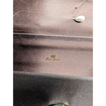 Vintage Miss Lewis Womens Purse Silver Evening Metal Brown Fold Over Chain