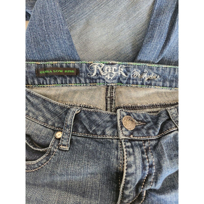 Vintage Y2K Rock 47 by Wrangler Juniors Sz 5L Ultra Low Rise Blue Jeans