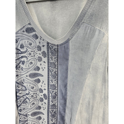 Dor Dor Couture Women M Sleeveless Knee Length Shirt Dress Light Blue Patchwork