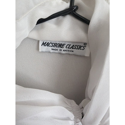 Vintage 1980s Macshore Classics Womens Sz L Long Sleeve white Chiffon Blouse