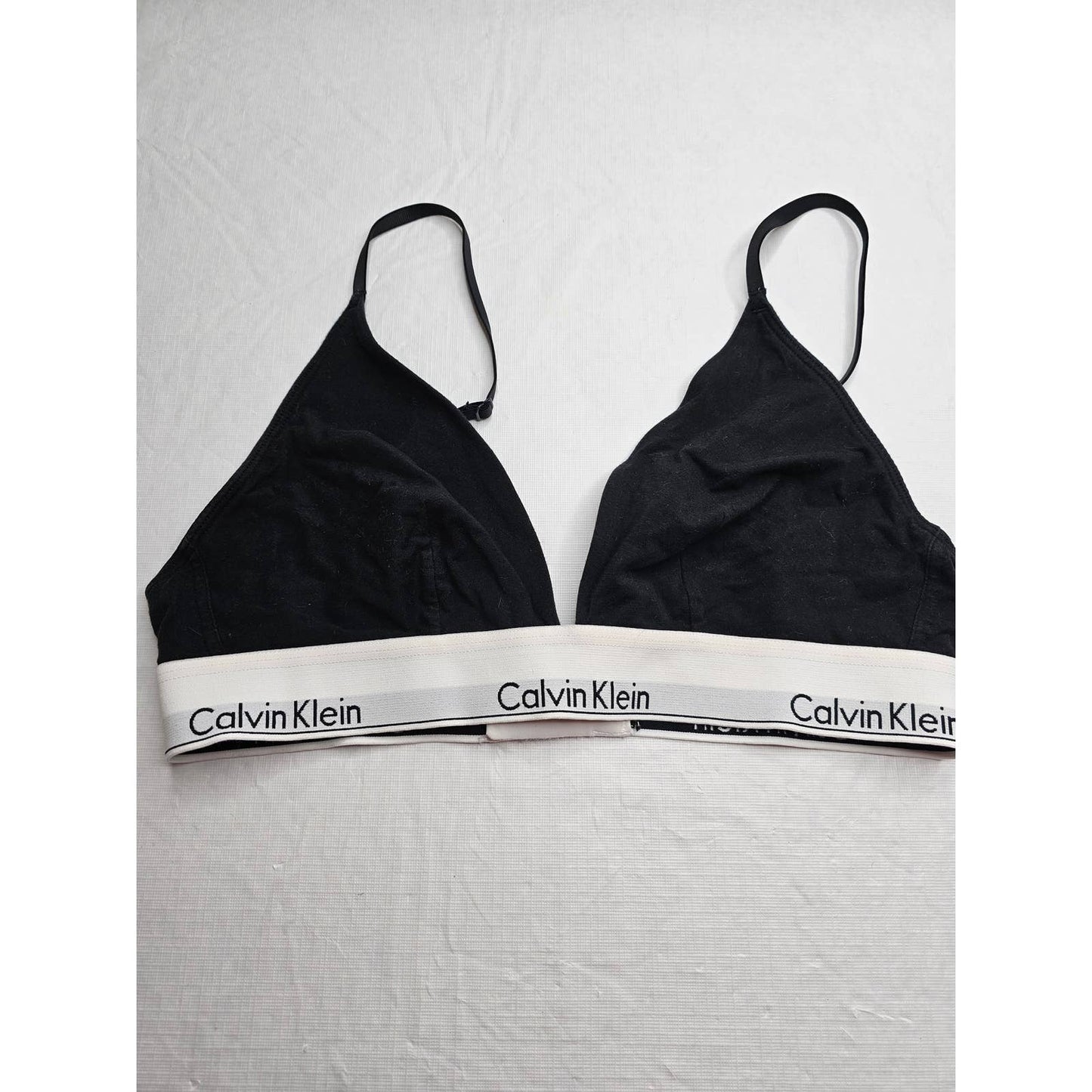 Classic Calvin Klein Womens Sz M Unlined Bra Black White Band Cotton