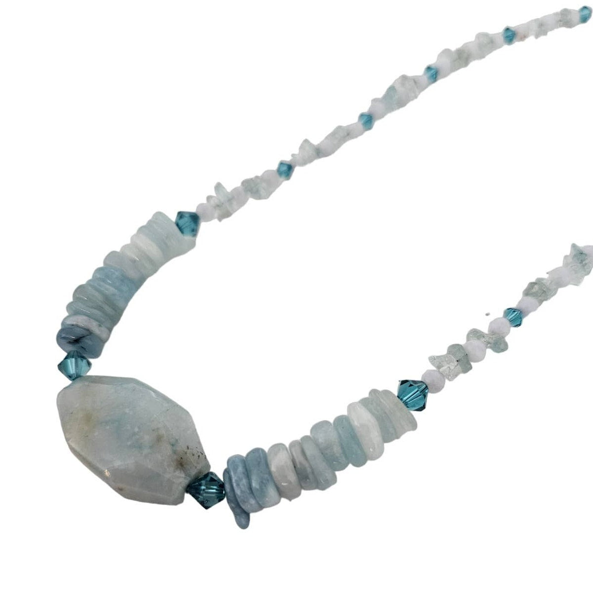 Handmade Single Strand Translucent Stone Beaded Necklace Light Blue