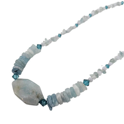 Handmade Single Strand Translucent Stone Beaded Necklace Light Blue