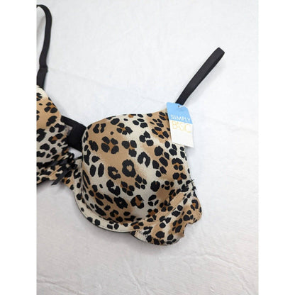 Simply Basic Womens Sz 36B T Shirt Bra Leopard Cheetah Print NEW