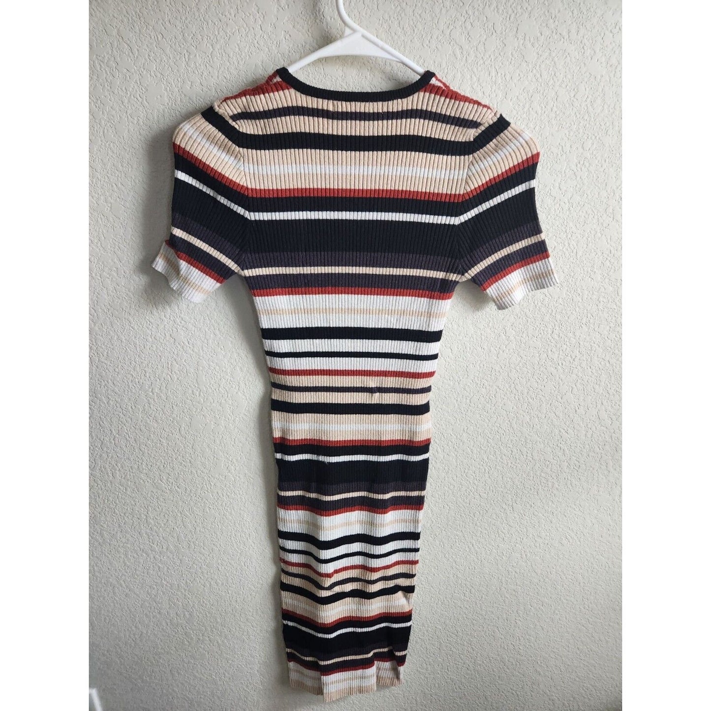Forever 21 Womens Sz M Knee Length Bodycon Sweater Dress Ribbed Striped