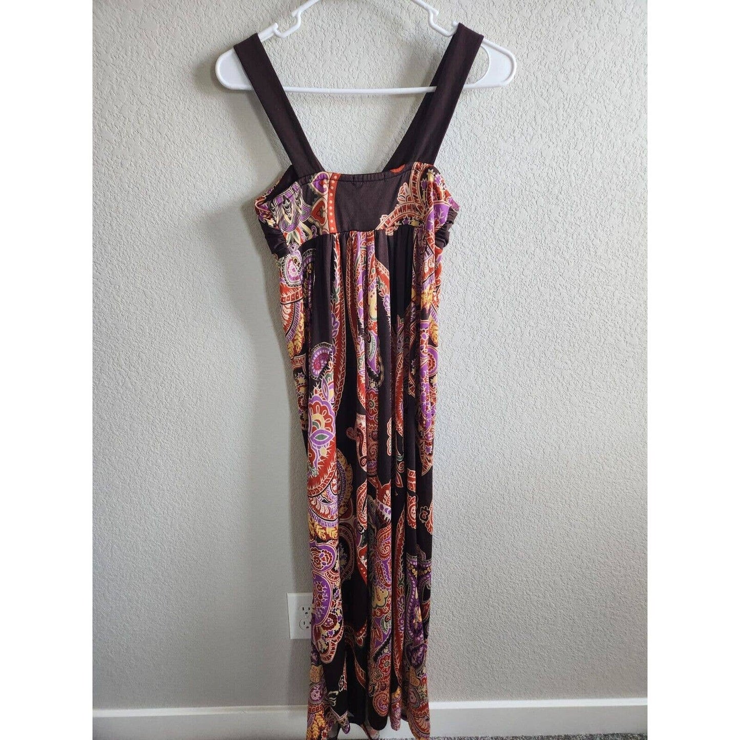 Alyn Paige New York Womens Sz S Maxi Dress Brown Paisley Print Vintage