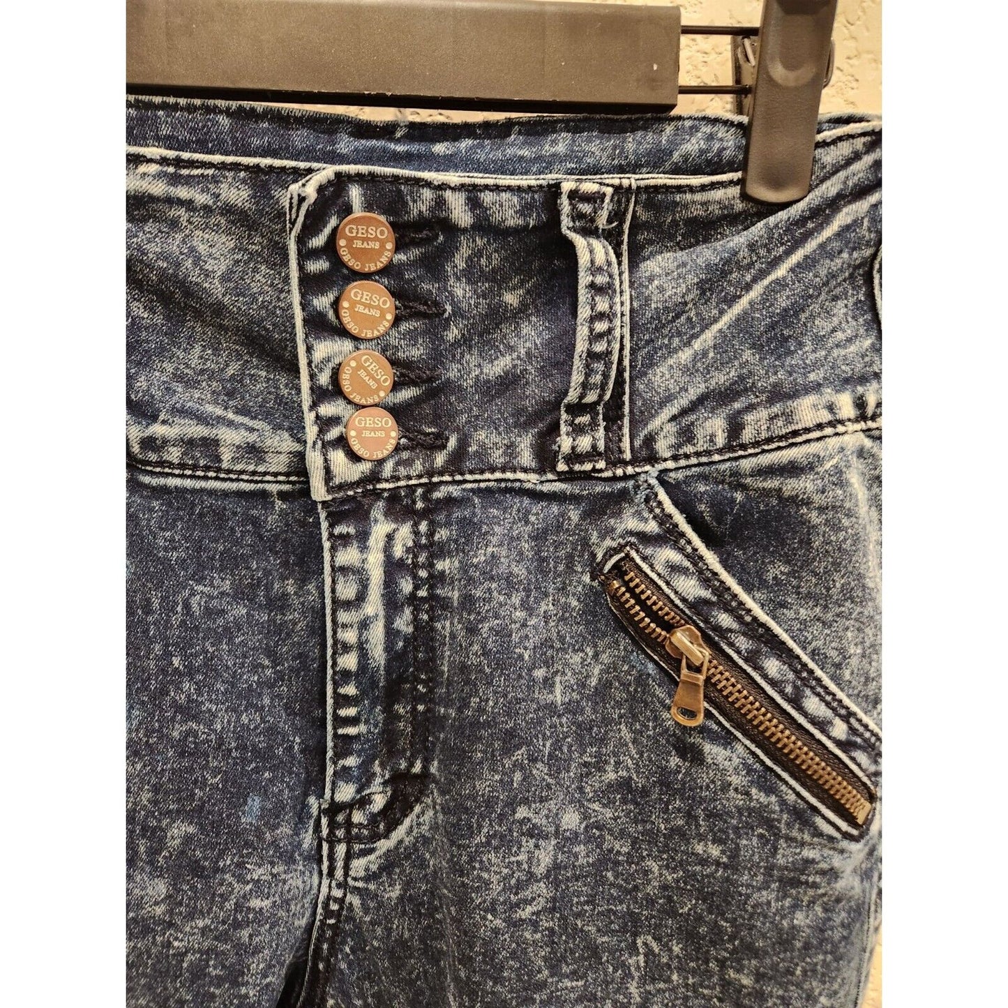 Vintage Y2K 2000s Geso Jeans Juniors Sz 11 High Waist Blue Acid Wash