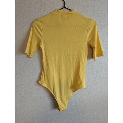 Vintage Y2K 1990s Originality Womens Sz S Yellow Ribbed Bodysuit Top