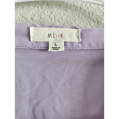 MINE Womens Sz L Sleeveless Ruffled Front Blouse Light Pastel Purple