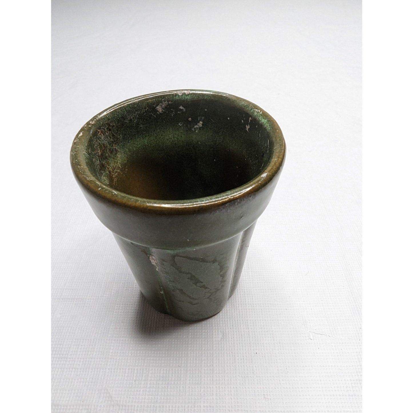 Vintage Mid Century Frankoma Pottery Dark Green 3" Tall Drinking Glass