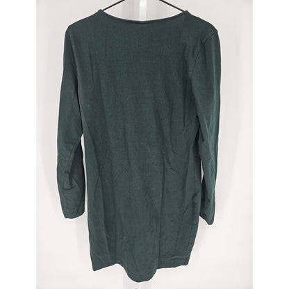 H&M Womens Sz L Long Sleeve Knee Length Shirt Dress Forest Green Fitted