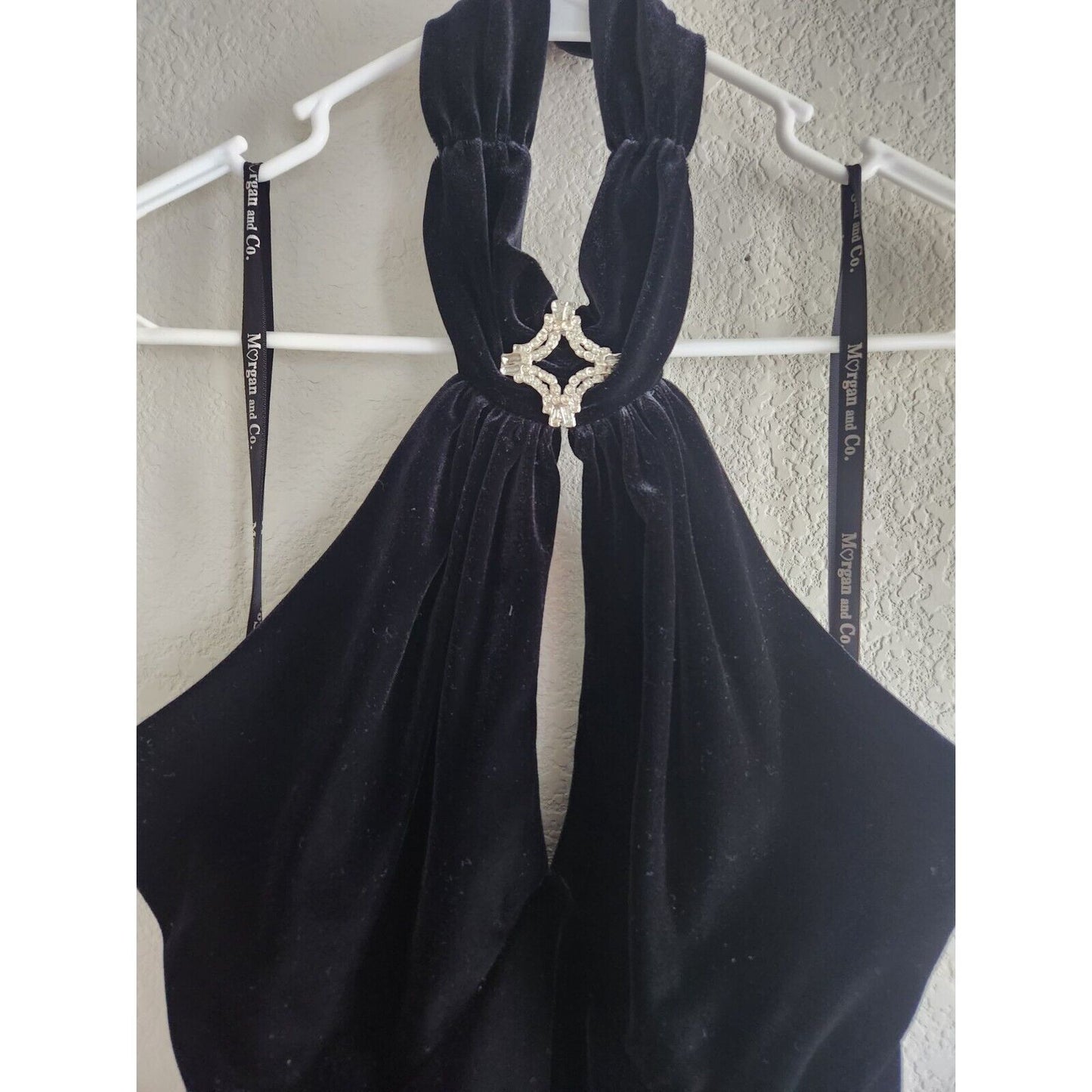 Morgan & Co Linda Bernell Sz 14 Formal Dress Black Velvet Maxi Y2K