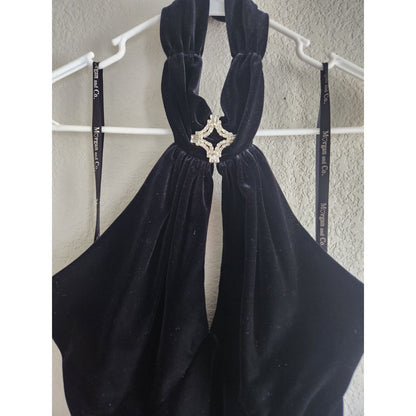 Morgan & Co Linda Bernell Sz 14 Formal Dress Black Velvet Maxi Y2K