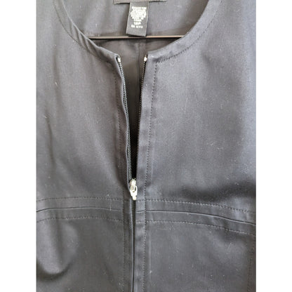 Valerie Stevens Womens Sz 12P Petite Zip Up Jacket Black Career Cotton Blend