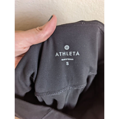 Athleta Womens Sz S Compression Leggings Black Mesh Bottom Cropped