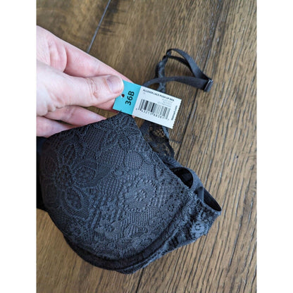 No Boundaries Womens Sz 36B All Over Lace Push Up Bra Black NEW