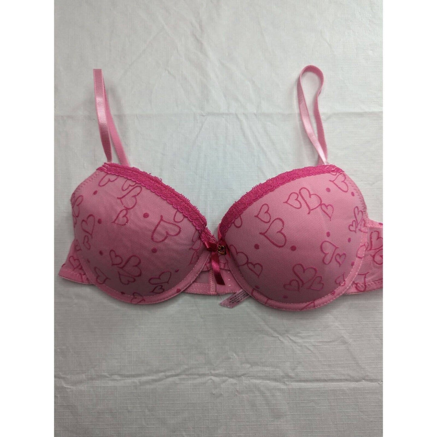 Vintage Y2K Native Intimates Womens Sz 36C Light Pink Heart Bra Padded