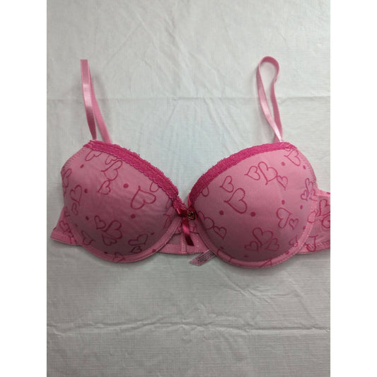 Vintage Y2K Native Intimates mujeres Sz 36C rosa claro corazón sujetador acolchado