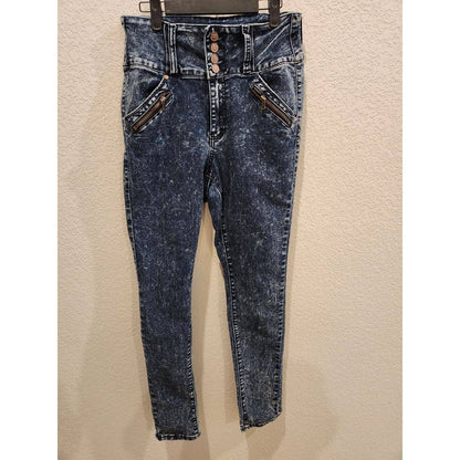 Vintage Y2K 2000s Geso Jeans Juniors Sz 11 Cintura Alta Azul Lavado Ácido