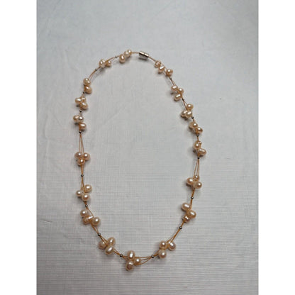 Vintage 1960s Faux Champagne Pearl Cluster Necklace Dainty Estate Find