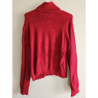 Evie Womens Sz XL Solid Red Fuzzy Turtleneck Sweater Y2K