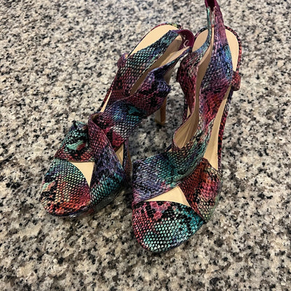 Eva & Zoe Womens Sz 10 Platform Heels Gilmore Faux Snake Print Colorful