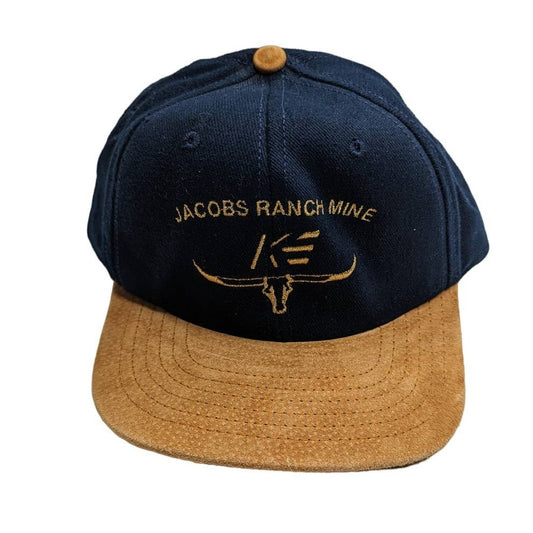 Jacobs Ranch Mine Mens Strapback Baseball Hat Suede Brim Blue