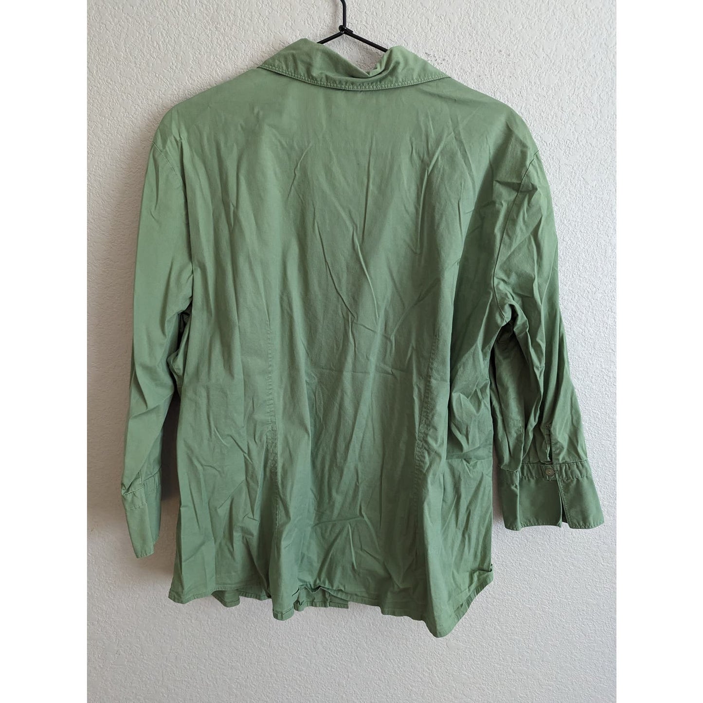 St Johns Bay Womens Sz 1X Long Sleeve Button Down Shirt Sage Green