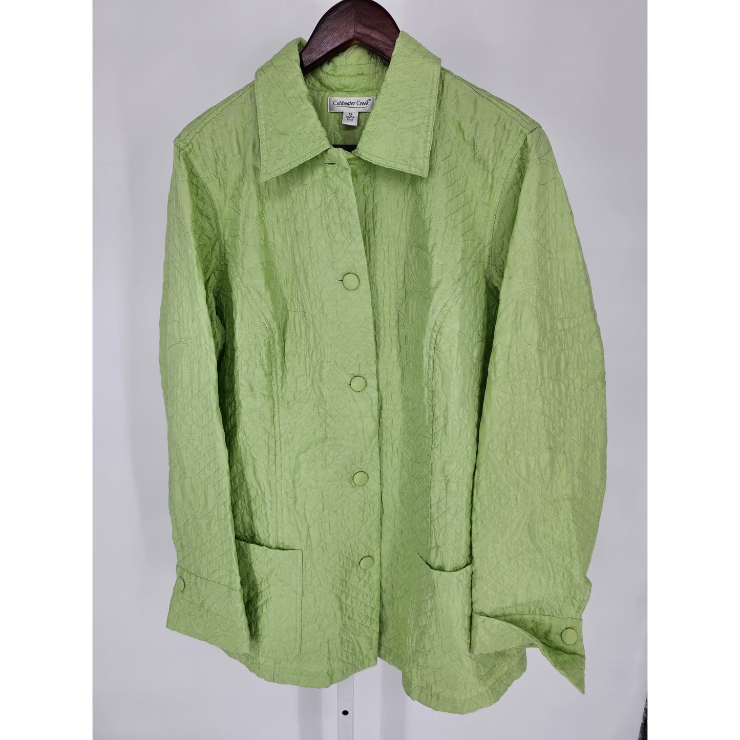 Coldwater Creek Womens Sz 1X Lime Green Quilted Button Up Jacket