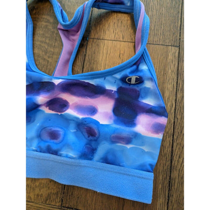 Champion Womens Sz S Sports Bra Medium Support Purple Blue Tie Dye