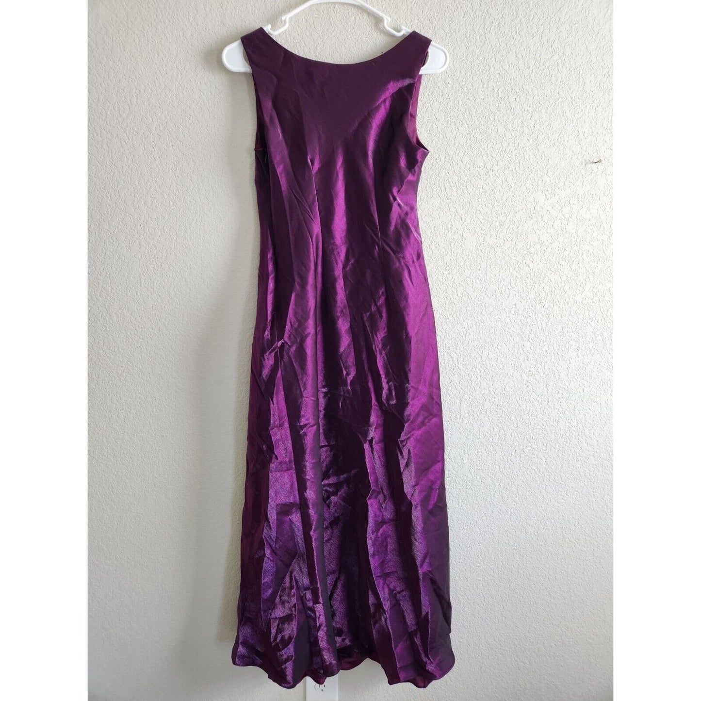 Alex Evenings Womens Sz 8P Sleeveless Maxi Dress Purple Metallic Shiny Formal