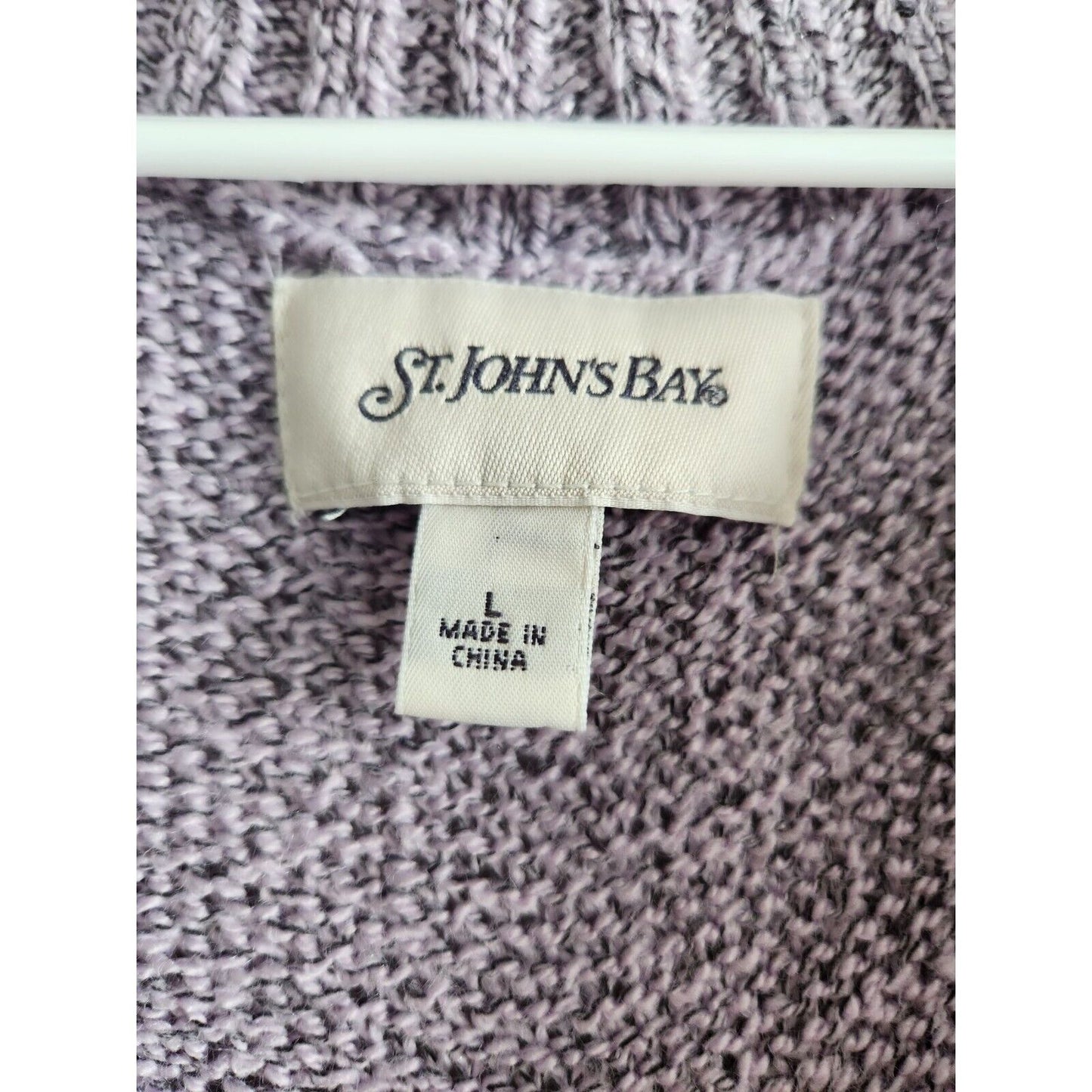 Vintage St Johns Bay Womens Sz L Pullover Sweater Light Purple Collar