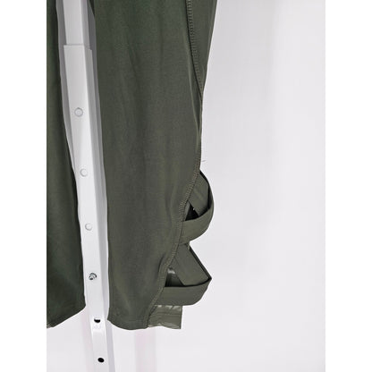Bally Total Fitness Womens  M Cropped Athletic Compression Leggings Olive Green