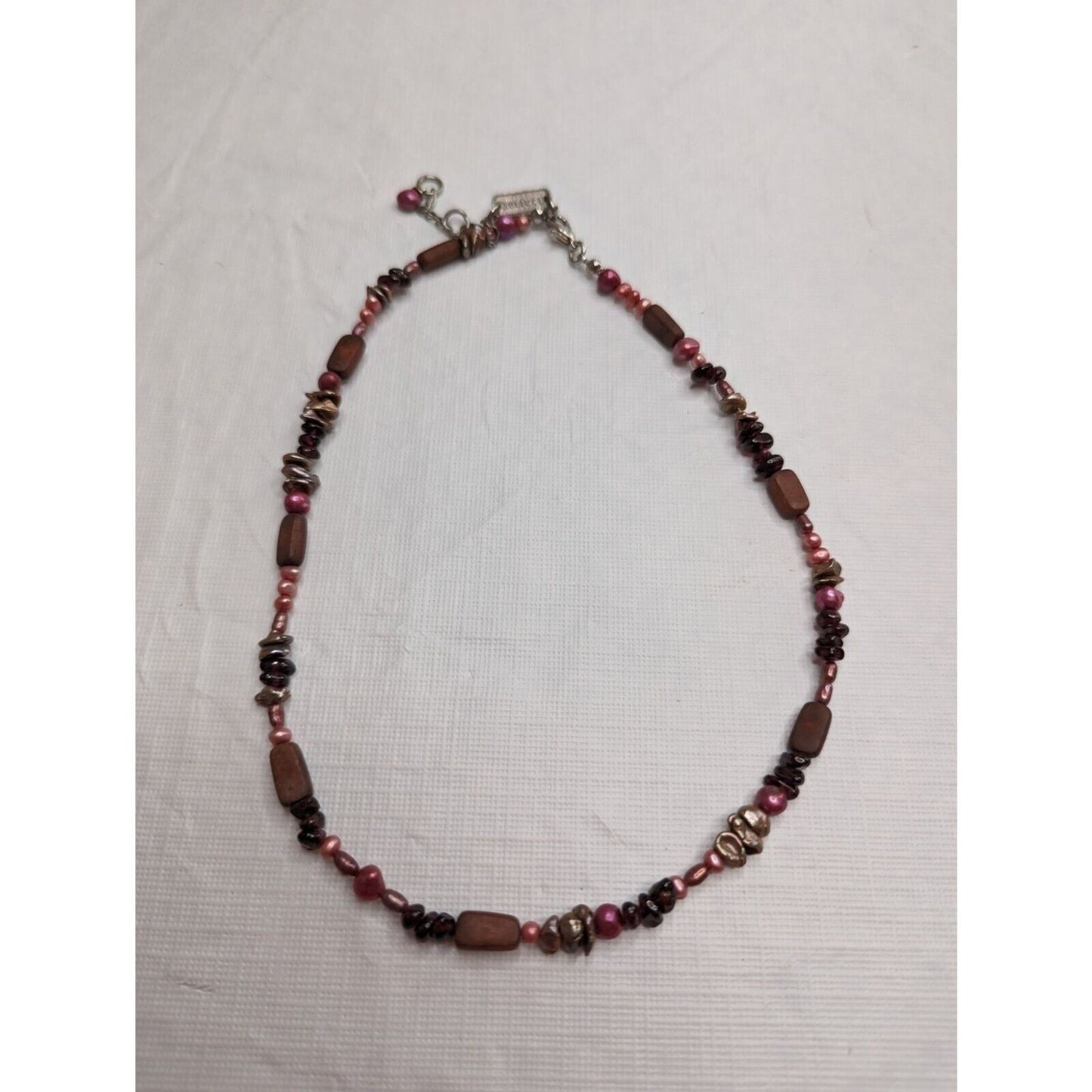 Vintage Y2K Mix Womens Single Strand Beaded Necklace Red Pink Stones