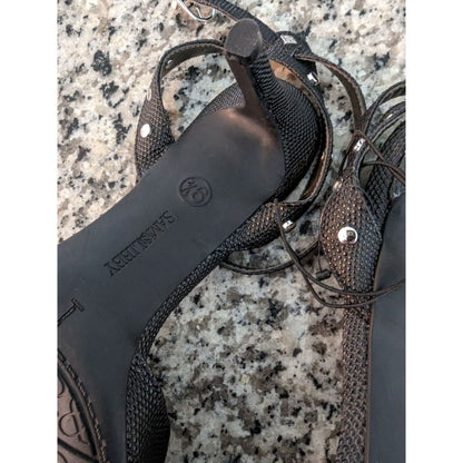 Sam & Libby Womens Sz 9.5 Pointed Toe HHeels Black w/ Silver Studded