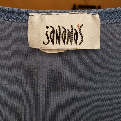Vintage 1990s Jananas Womens Sz M Matching Blouse Skirt Set Blue Slinky