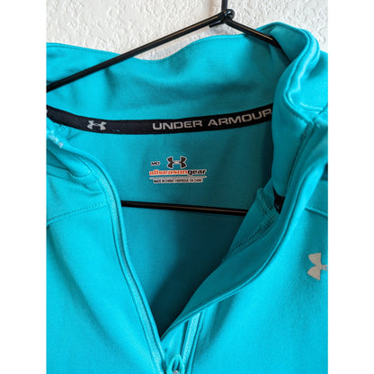 Under Armour Womens Sz M 1/4 Zip Athletic Fitted Jacket Light Teal