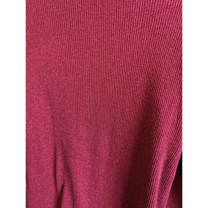 Peter Nygard Womens Sz Petite PM Turtleneck Sweater Red Metallic Weave Ribbed